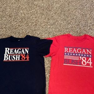 Bundle of 2 Reagan Bush ‘84 Youth T-shirts  Navy & Red Boys & Girls